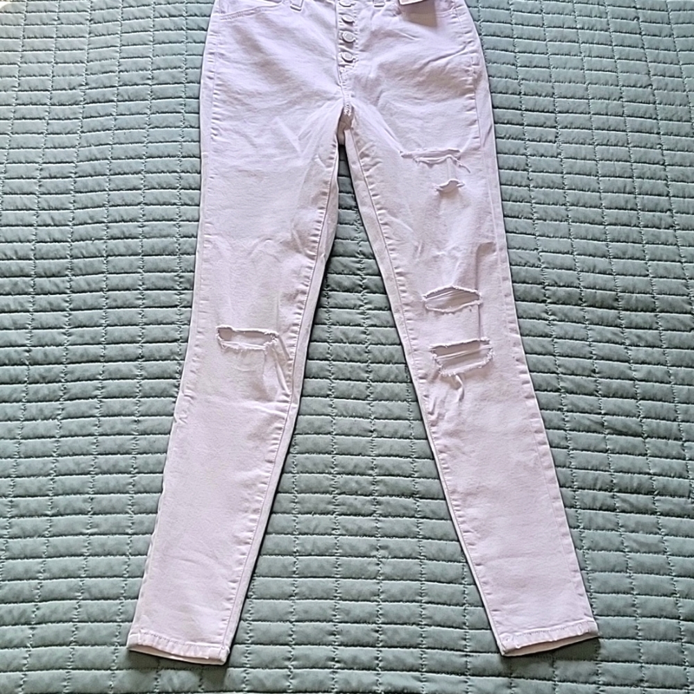 SO Juniors Super High Rise Distressed White Jeggings Size 5 / 27W - Picture 5 of 13